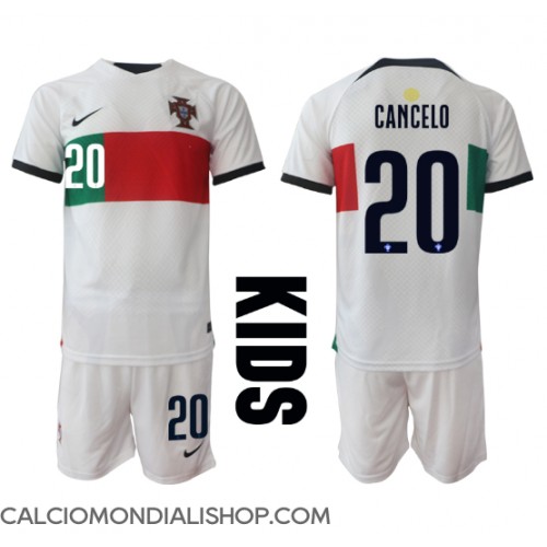 Maglie da calcio Portogallo Joao Cancelo #20 Seconda Maglia Bambino Mondiali 2022 Manica Corta (+ Pantaloni corti)